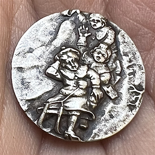 Highly Collectible 3rd Avenue silver button “Tobogganing.”