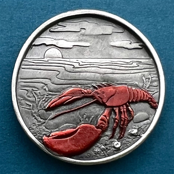 “Lobster by the sea” Battersea pewter show button.