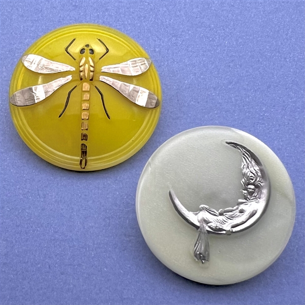 Two Czech glass buttons.