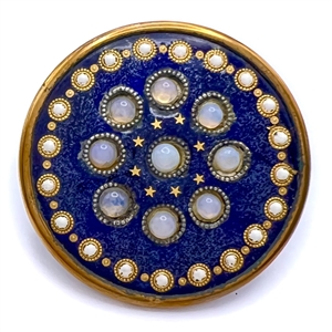 An 18th c. enamel with opaline glass set in metal button.