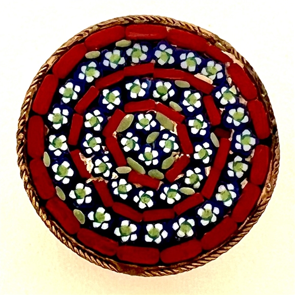 Italian mosaic target of flowers button.