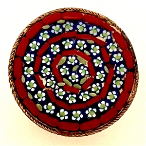 Italian mosaic target of flowers button.