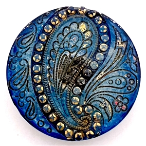 Beautiful Lacy glass paisley button.