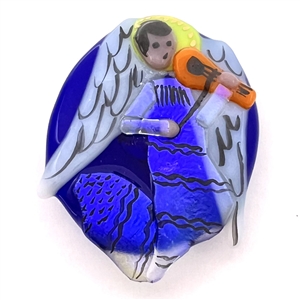 Extra large Kay Furguson glass studio button of an angel.