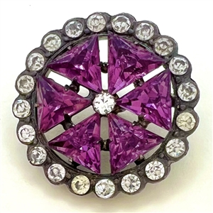 Edwardian jewel button with amethyst glass.