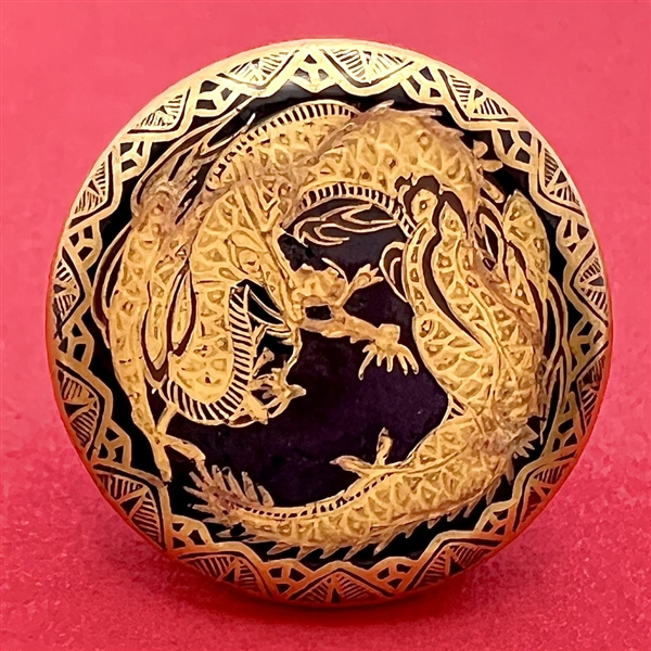 Large Japanese Satsuma of a unique gold dragon.