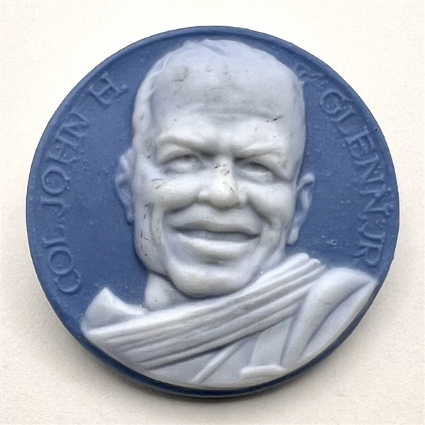 “Col. John H. Glenn Jr.” Jasperware studio button by Marie La Barre Bennett.