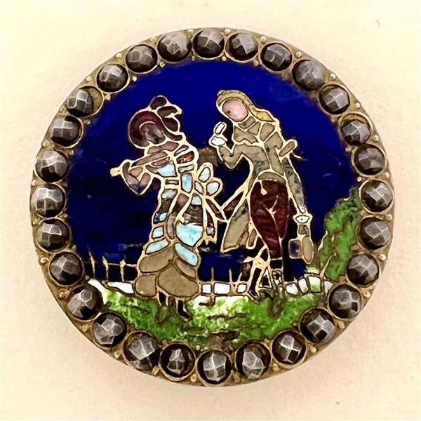 Champlevé enamel button of “Incroyable and Merveilleuse.”