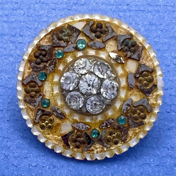 RARE 18th c. pearl button with original wax.