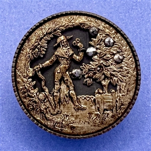 French Fops button “Incroyable” brass mounted in steel cup.