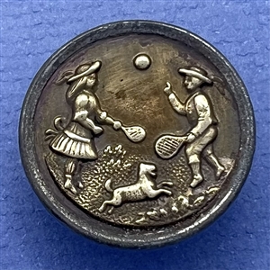 “A Game of Bat and Ball” brass button.