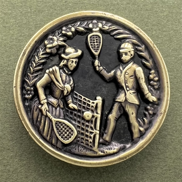 “Playing Tennis" Brass button.