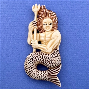 HUGE natural material button of a merman.