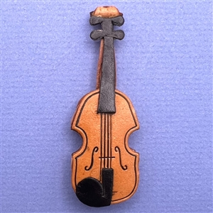 Large realistic leather button of a violin.