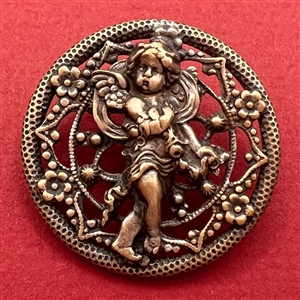 Openwork brass button of a Cherub.