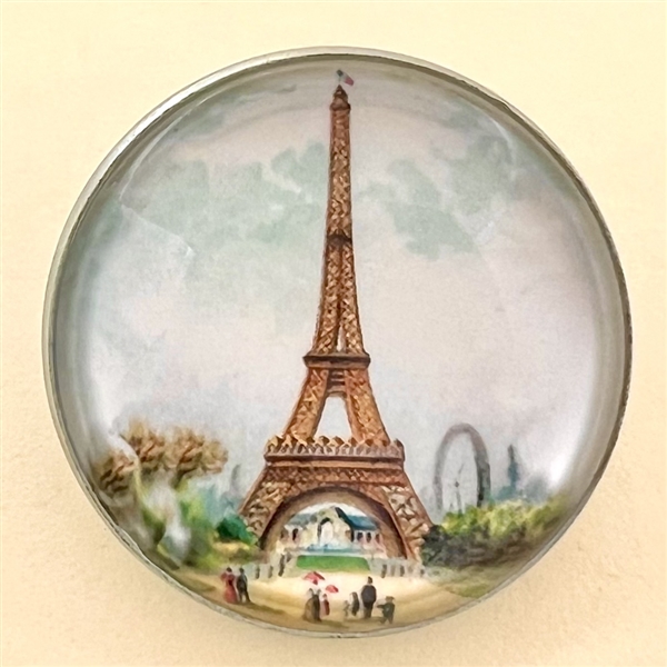 Eiffel Tower - paper under glass button.