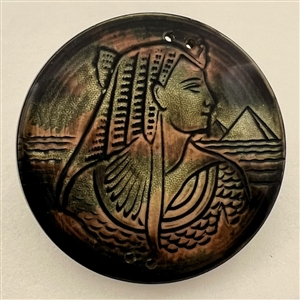 HUGE Vintage celluloid tight top trim button of Cleopatra.