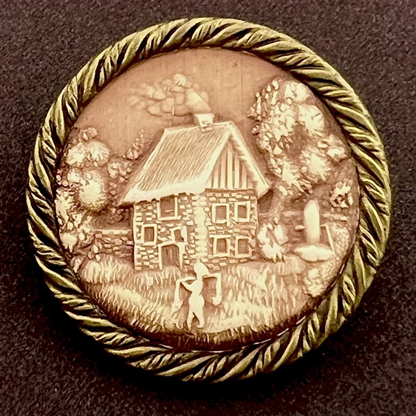 Fantastic detail Ivoroid button of a farmhouse.