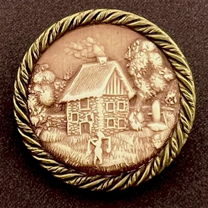 Fantastic detail Ivoroid button of a farmhouse.