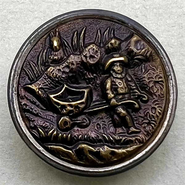 “Easter Parade” stamped brass button. 