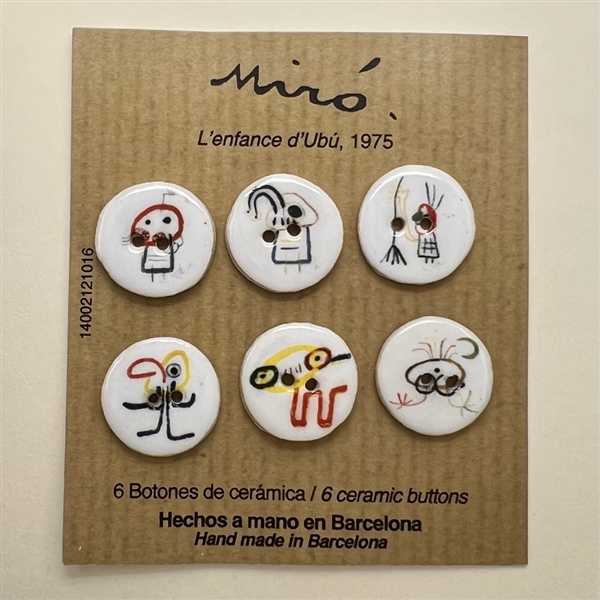 Set of six ceramic buttons inspired by Joan Miro.