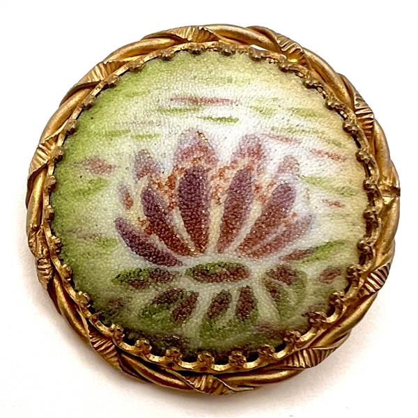 Large SCARCE Corolene on ceramic button of a water lily.