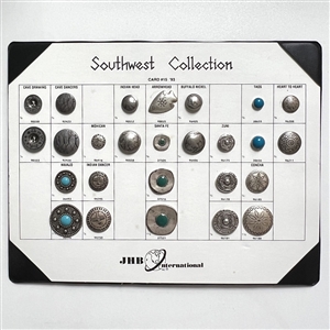 Original card of twenty six Southwest buttons by JHB.