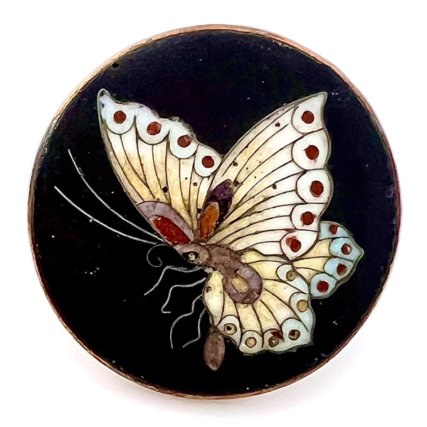 Scarce Cloisonné enamel butterfly button.