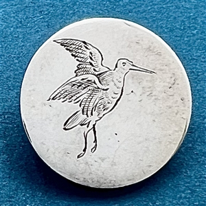 Hallmarked silver sporting button of a bird.