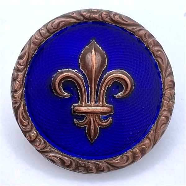 A 19th c. Enamel button of a fleur-de-lis.