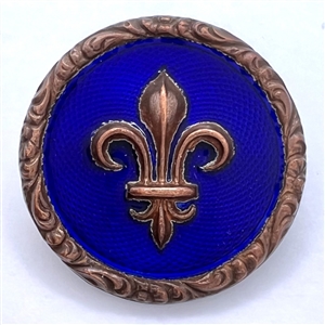 A 19th c. Enamel button of a fleur-de-lis.