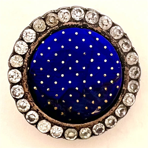 A 19th c. Cobalt enamel button with paste border set in silver.