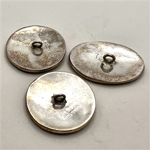 Three Mother of pearl and abalone Mexican inlay buttons of flowers.