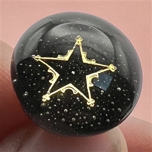 John Gooderham black gold foil star glass paperweight studio button.