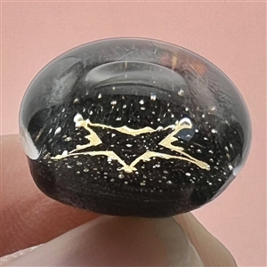 John Gooderham black gold foil star glass paperweight studio button.