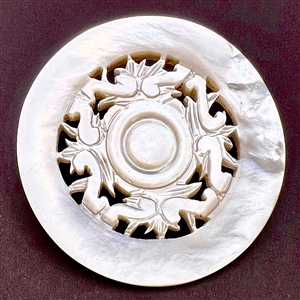 Extra large 19th c. carved and pierced pearl  button.