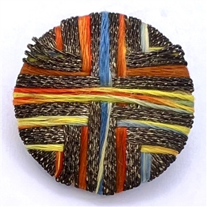 Colorful Death’s head fabric and bullion threads button.