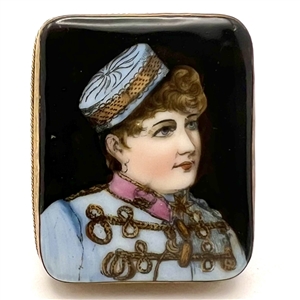 Ceramic button of The Girl in the Blue Cap