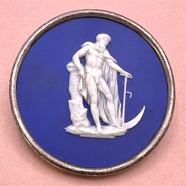 French Jasperware button of a Greek man.