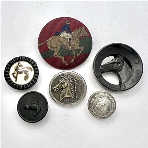 Six assorted horse buttons.