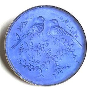 Glass in sterling silver studio button of doves by Phil Linley.