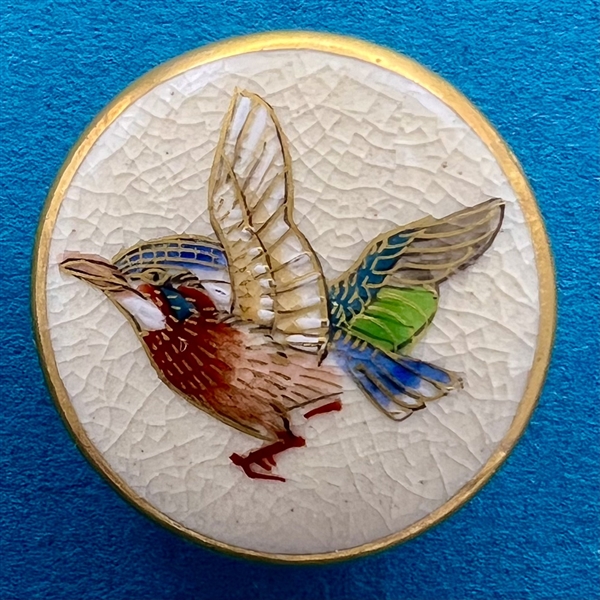 Japanese Satsuma button of a golden pheasant.