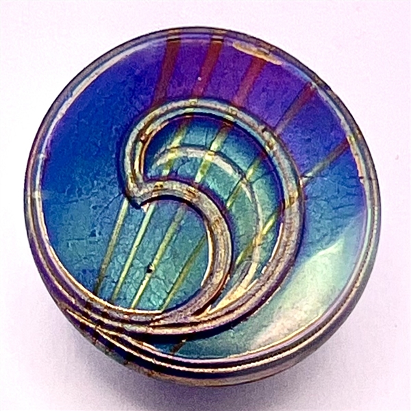 A 19th c. Div I intermixed iridescent glass button.