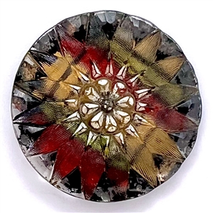 Bohemian Lacy glass button of a sunflower.