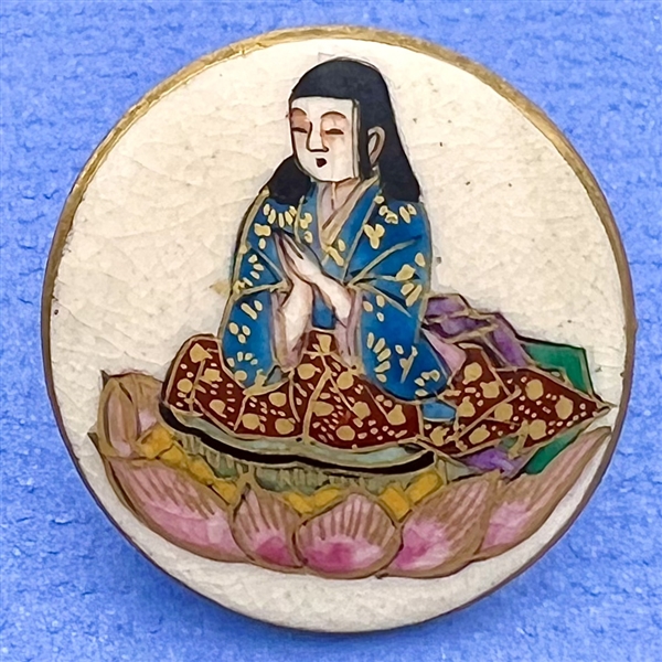 Japanese Satsuma button of Saint Kukai as a child.