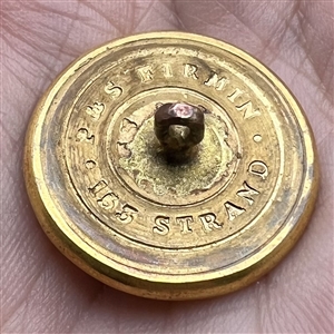 Livery badge button of a soldier and a rampant horse under Earl’s coronet of rank.