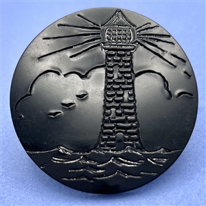 Extra large Vintage celluloid button of a lighthouse.