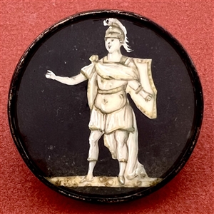 An 18th c. “en grisaille” painting of a Greek warrior button.