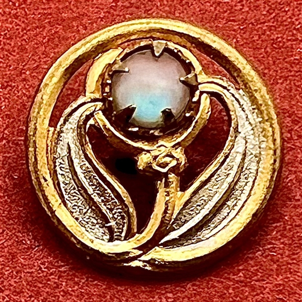 Saphiret glass in metal button - Art Nouveau.