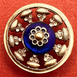 A 19th c. Cobalt glass in metal button.